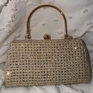 Elegant Gold and Cream Women's Handbag